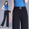 Women's Plus-Size High-Waisted Slim-Fit Pants: Flattering Straight-Leg Design for Spring & Autumn