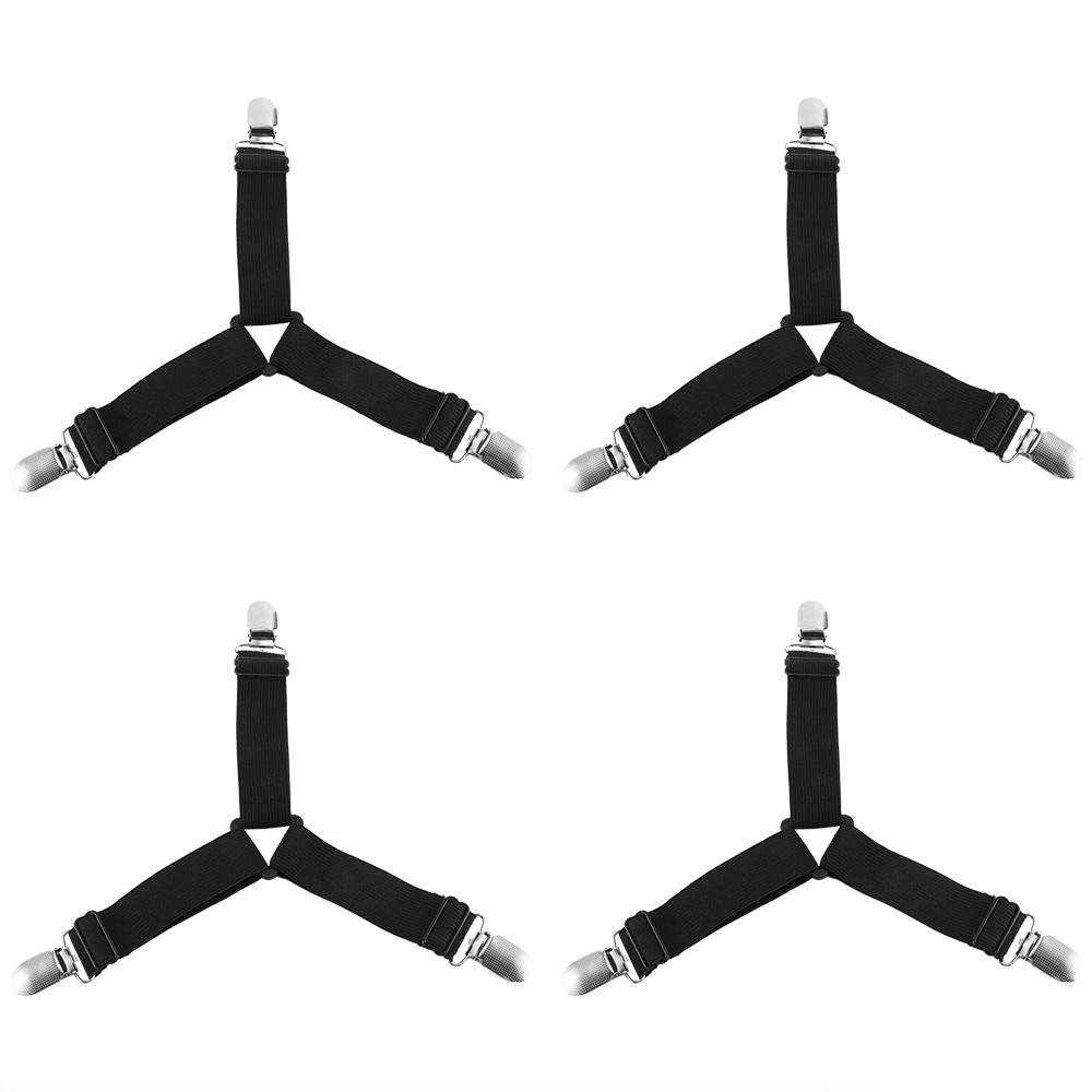 

4 шт. треугольные постельные принадлежности для кровати, ремни для подтяжек, зажимы для простыней, пуговицы для кровати, легкая регулировка, пряжки, фиксаторы для матраса, держатели, захваты белый