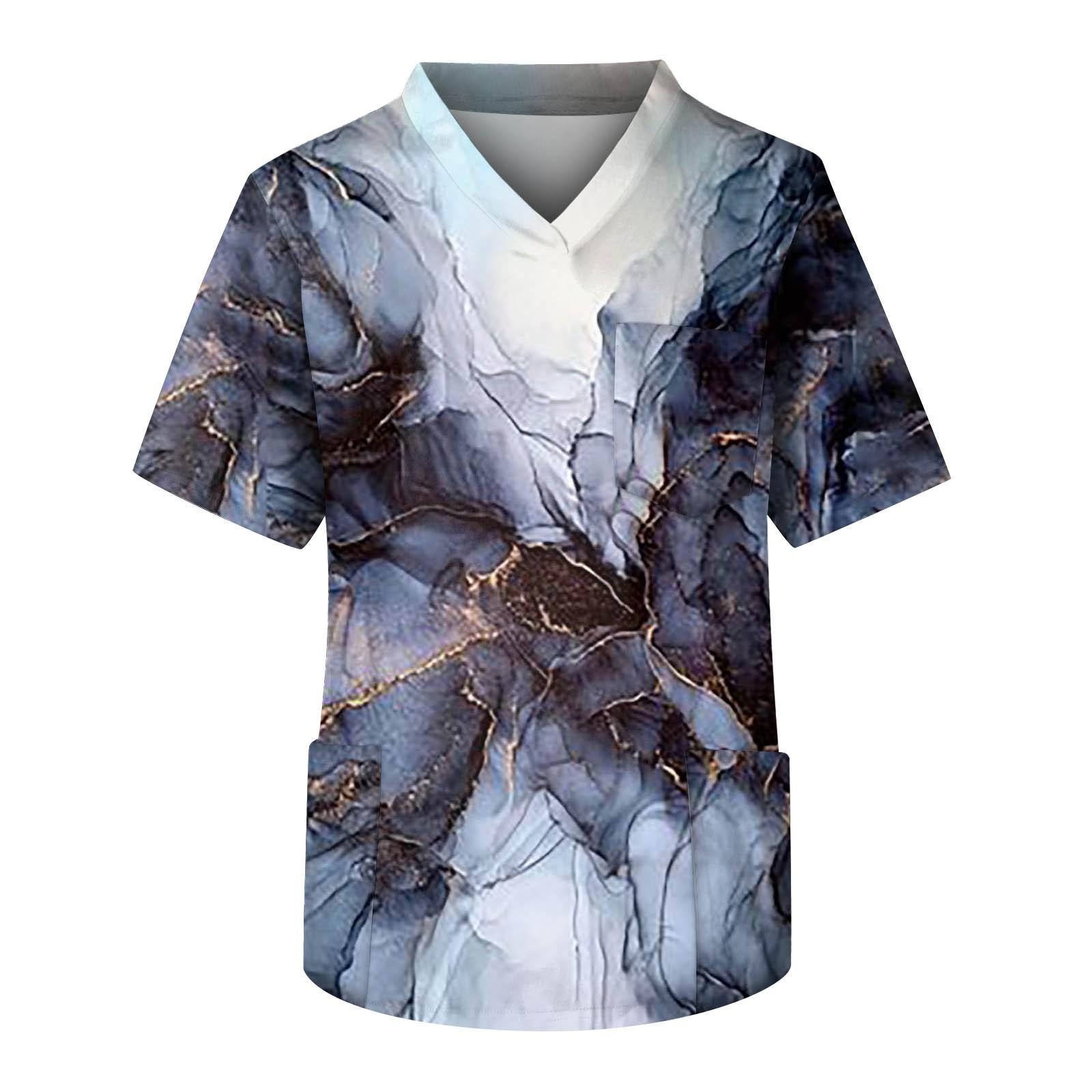 

Плюс размер, скраб с принтом, рабочая форма, топы для мужчин, забавные футболки с перекрестным v-образным вырезом и короткими рукавами, рабочая одежда, футболка с карманами XXL фиолетовый