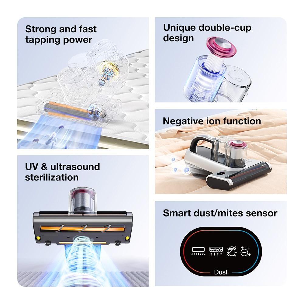 JIMMY BX6 Pro Double Cup Anti-mite Vacuum Cleaner, 245mm Suction Inlet, 0.5L Dust Cup Capacity, Smart Dust Sensor