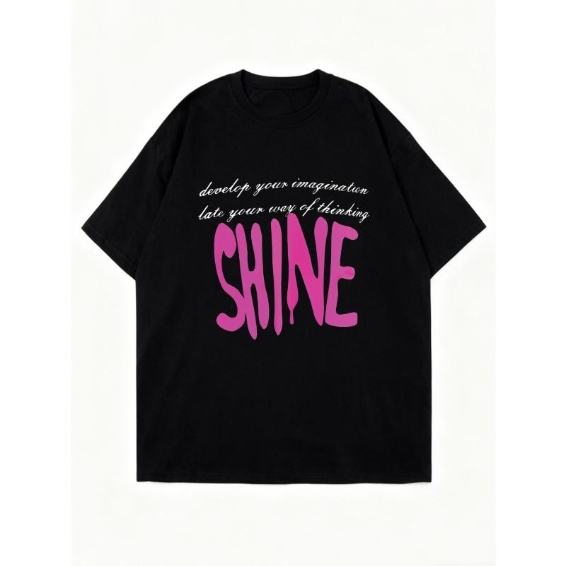 Oversized T Shirt Black Develop Your Imagination Let Your Way Of Thinking Shine Print For Casual Wear And Street Style