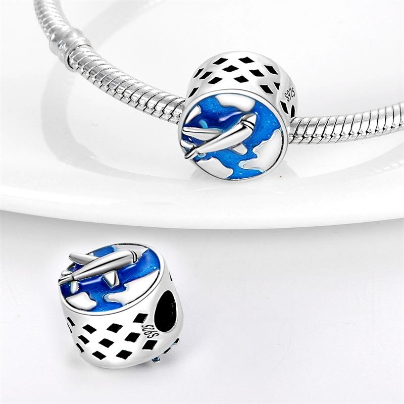 Fit Panoriginal Bracelets Summer Travel Series Camera Motorcycle Global Travel Colored Zircon Beads Beaded Diy Jewelry