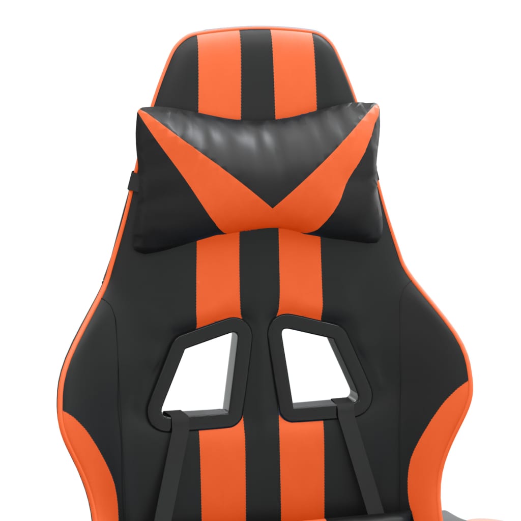 Gaming Chair Swivel Black and Orange Artificial Leather