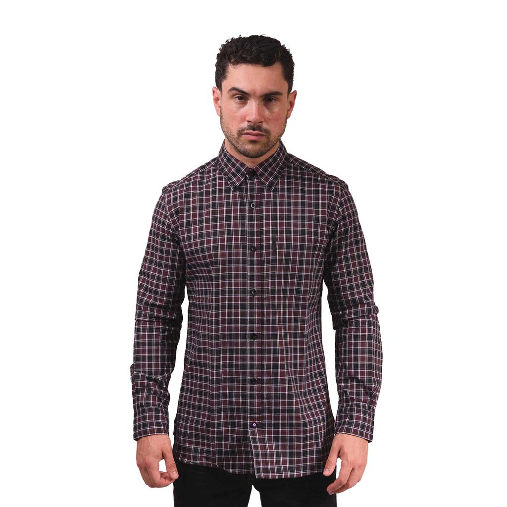Lambretta Mens Checked Long-Sleeved Shirt