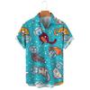 Hawaii Men's Shirt Anime Shirt Cartoon Short-sleeved Tops Summer Casual Men's Clothes Street Animals Cats Retro 3d Tees