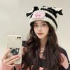 1PC Cute Keep Warm Knitted Hat Festival Spliced Colors Fashionable Pig Ears Thickened Gathering Take Photos New Style