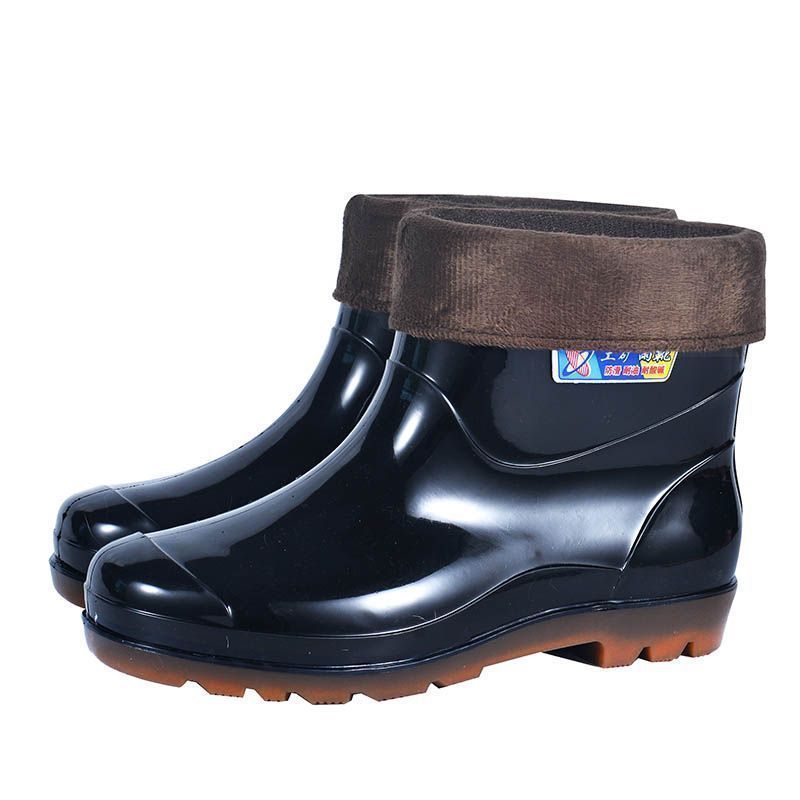 Rain shoes men's British new non-slip waterproof short tube thick-soled water shoes construction site overshoes thermal rain boots men