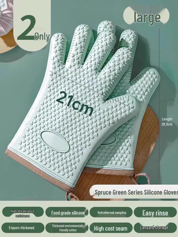 High-Temperature Resistant Silicone Oven Gloves - Non-Slip, Anti-Scald for Baking and Steaming