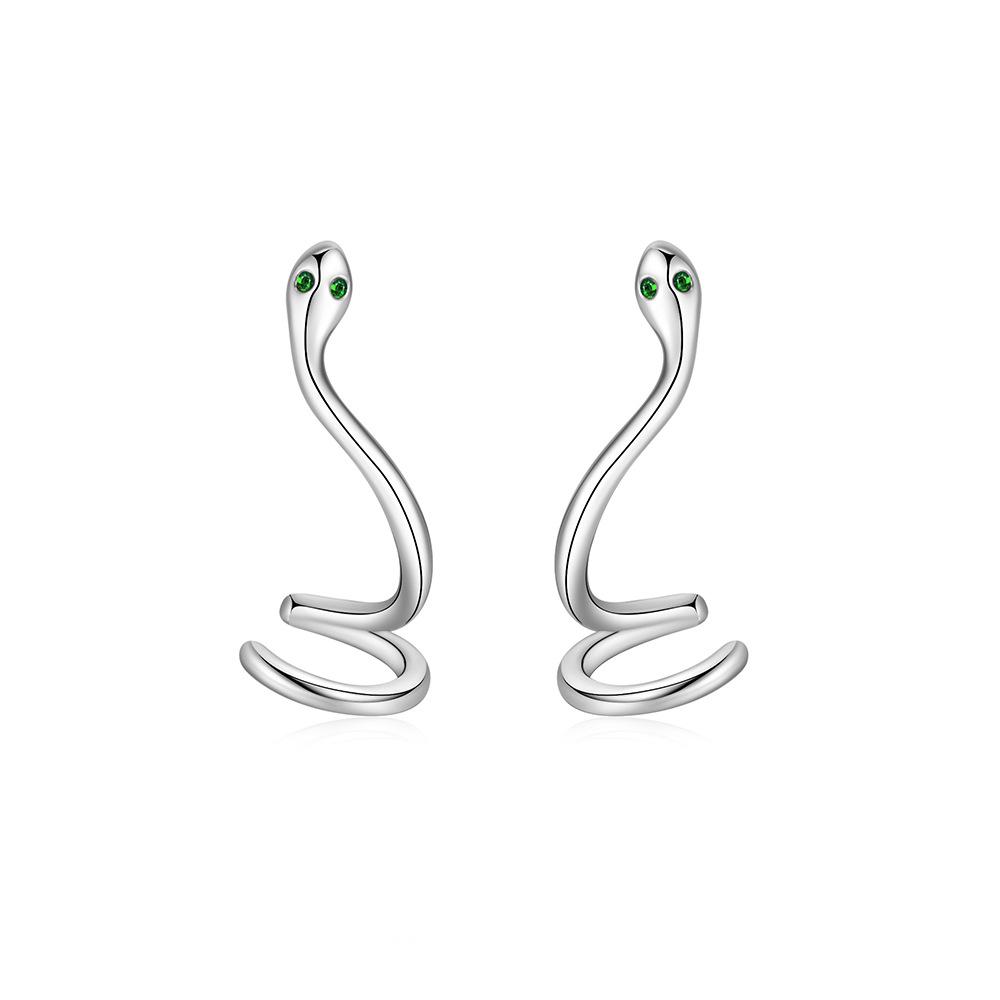 925 Sterling Silver Snake Engagement Small Stud Earrings For Women Wedding Luxury Jewelry Ladies Accessories Prevent Allergies