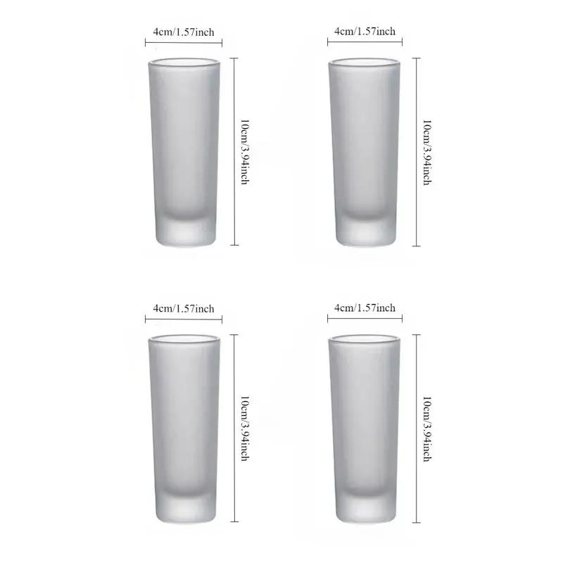 Minimalist Style Straight Thick Bottomed Glass Cup Thick Bottomed Glass Household Transparent Premium Shot Glasses for Spirits 4pcs