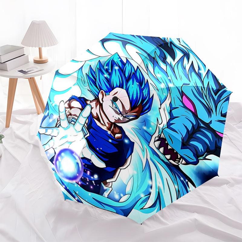 1pc Dragon Ball Z Vegeta Blue God Saiyan Outdoor Umbrella - Automatic Opening/Closing, Portable 3-Fold Design, 8-Rib Iron Frame, Perfect Gift for Fans