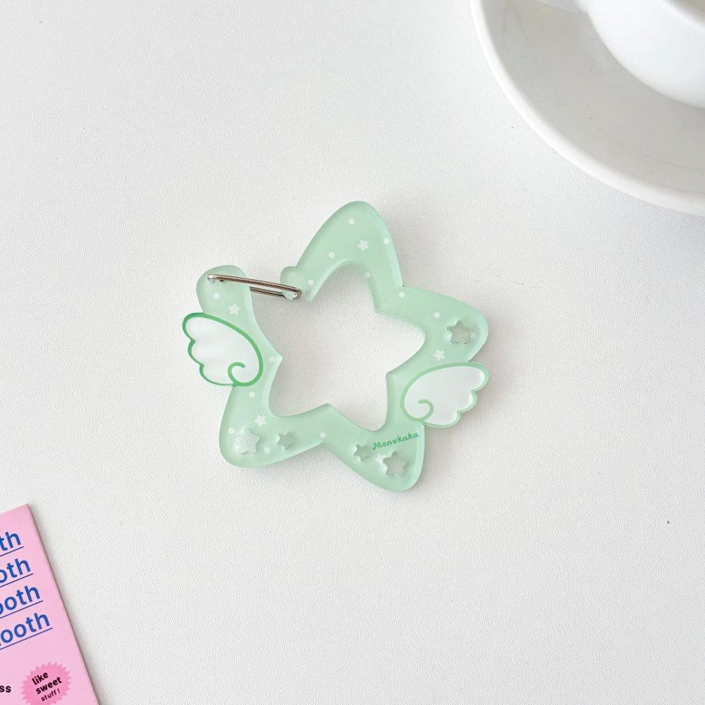 Acrylic Wings Stars Carabiner Portable Keyring Hook Card Holder Kawaii Backpack Pendant  Outdoor