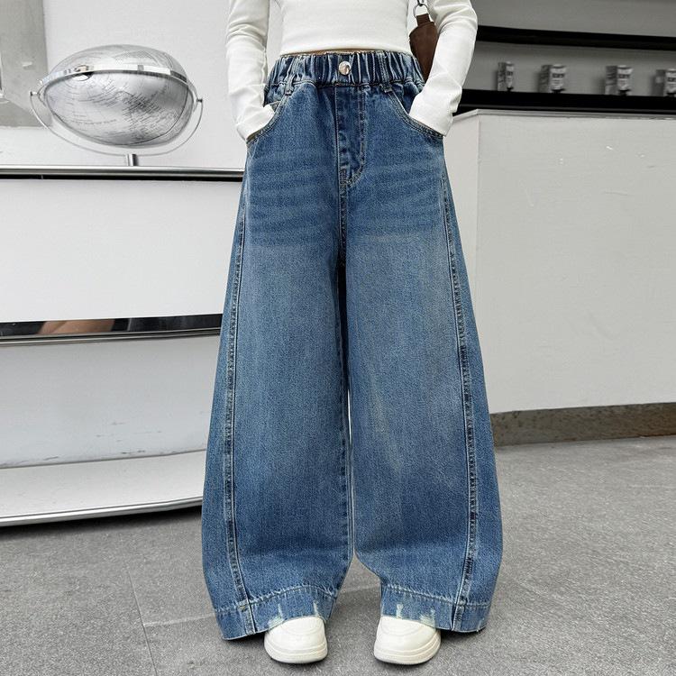 Girls' Autumn 2026 Wide Leg Jeans - Casual Straight Leg for Big Kids