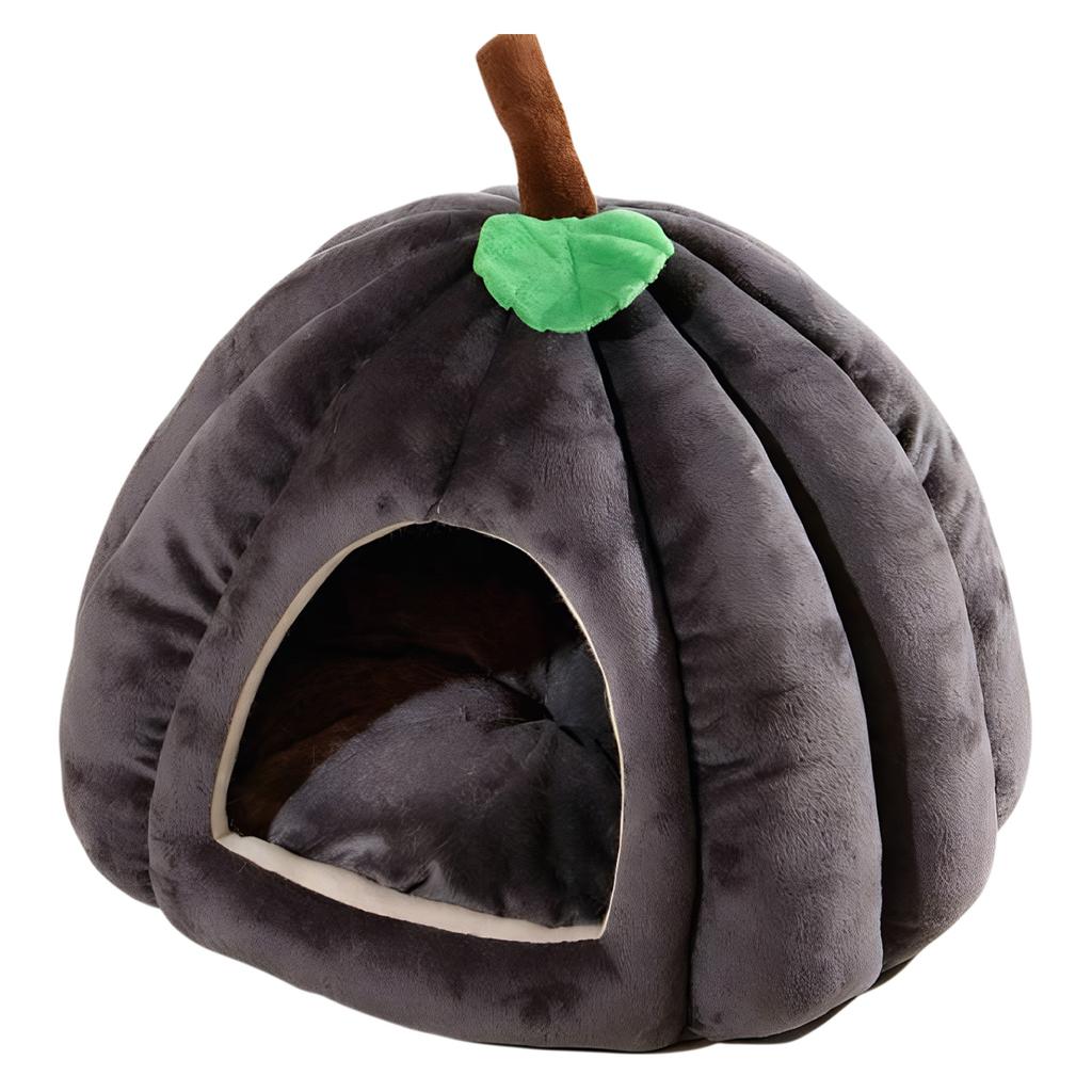 Cozy Semi-enclosed Pumpkin Cat Bed Warm Plush Cave House Washable Cushion Non-slip Small Dog Halloween