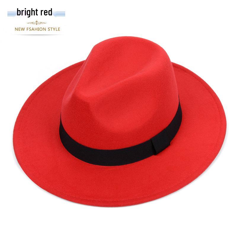 Shanghai Beach Fedora mit breiter Krempe: Schwarzer Wollfilzhut für Männer & Frauen - Vintage-Stil, Perfekt für Bühne & besondere Anlässe