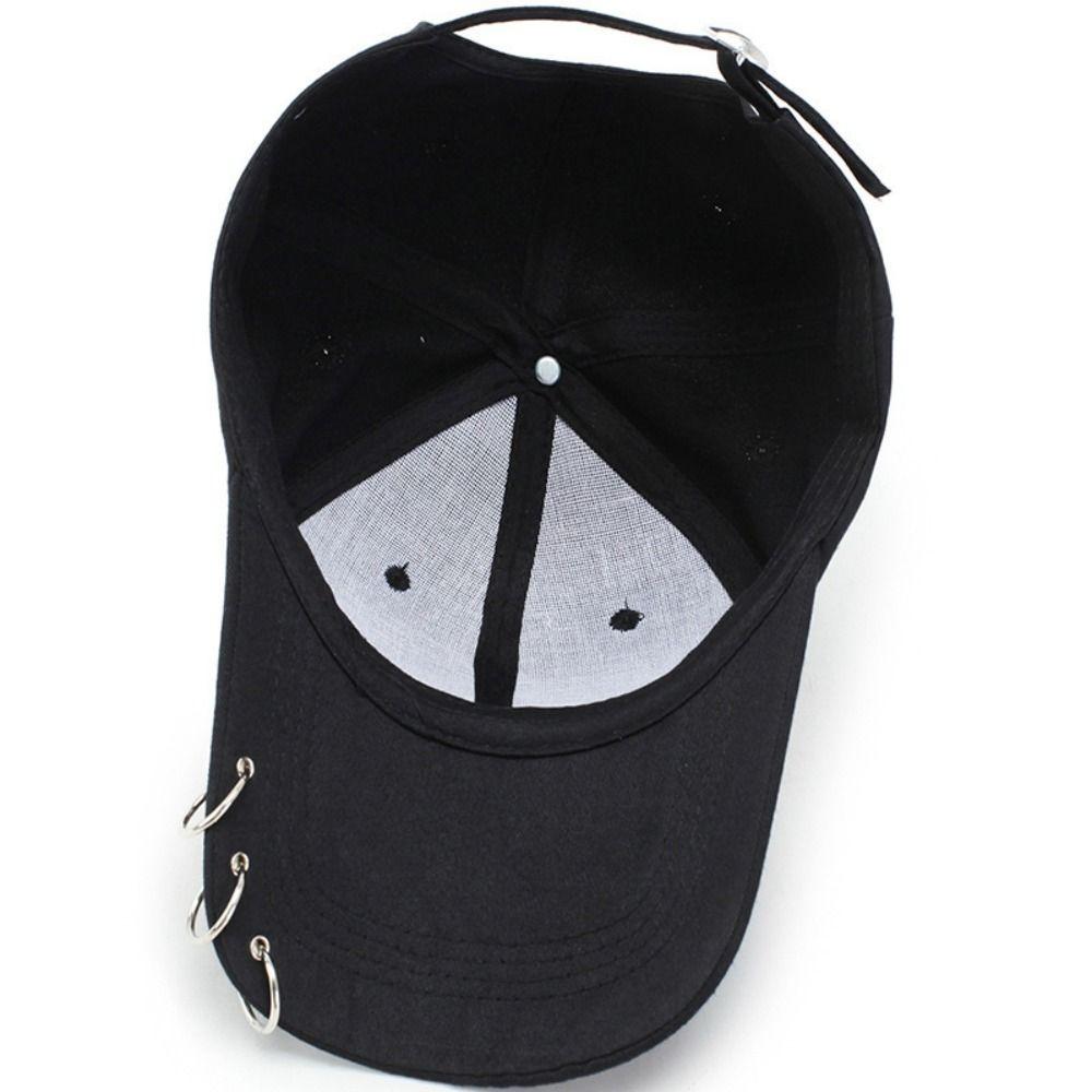 Korean Style Bull Horn Baseball Cap Punk Peaked Cap Casual Metal Ring Baseball Hat  Girl