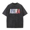Washed Vintage Japanese Science Fiction Cartoon Movie Anime Akira Logo Print T-shirt Shotaro Kaneda Manga Men Oversized T Shirt