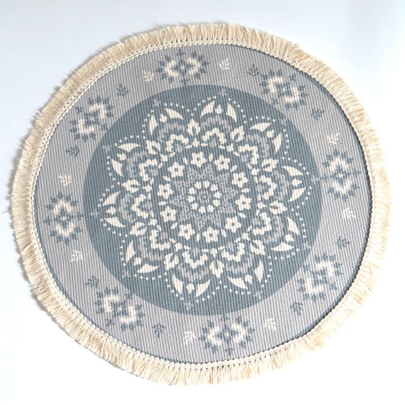 Nordic Round Carpet Rugs Boho Ethnic Mandala Tassel Carpet for Living Room Cotton Linen Big Floor Rug Modern Classic 90cm Mats