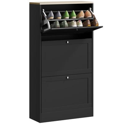 Armario Compacto Moderno de Tres Cajones para Almacenamiento de Zapatos - Negro