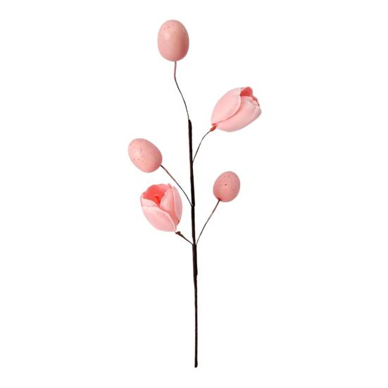 

Easter Eggs Picks Spring Artificial Tulip Flower Stem with Eggs Floral Arrangement for Home Vase Filler Table Centerpiece рожевий