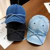 Cowboy baseball cap with bow, adjustable, niche Korean original design duckbill cap, making the face look smaller