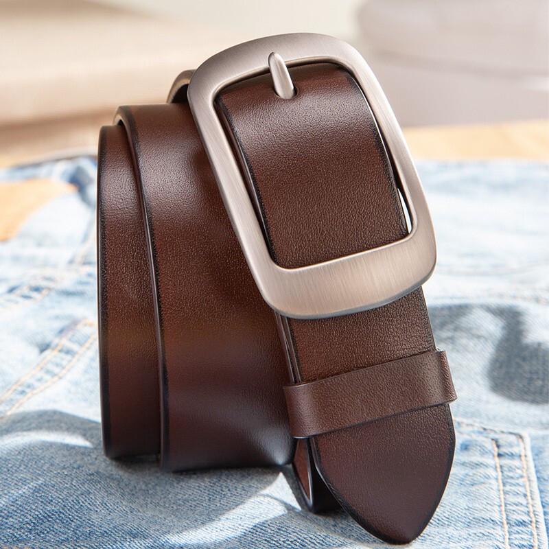 Мужской кожаный повседневный ремень Niudangjia с пряжкой-булавкой 120cm