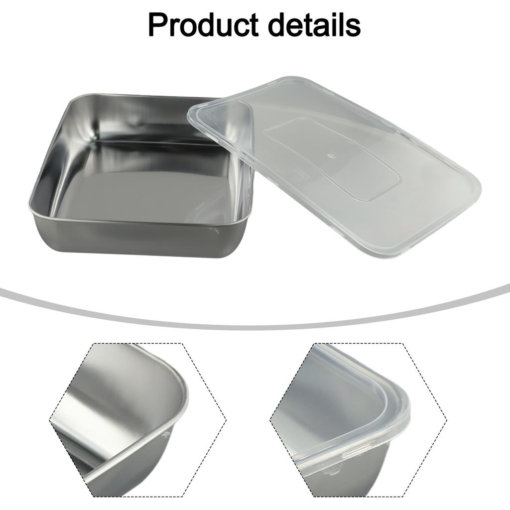 Effective Sealing Lid Stainless Steel Preservation Box Square Tray Design Versatile Food Organizer Hygienic Food Preservation