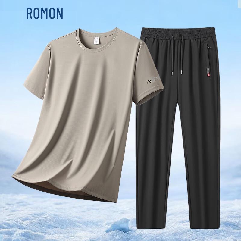 

ROMON Men s Summer Cooling Short-Sleeve & Long Pants Set L