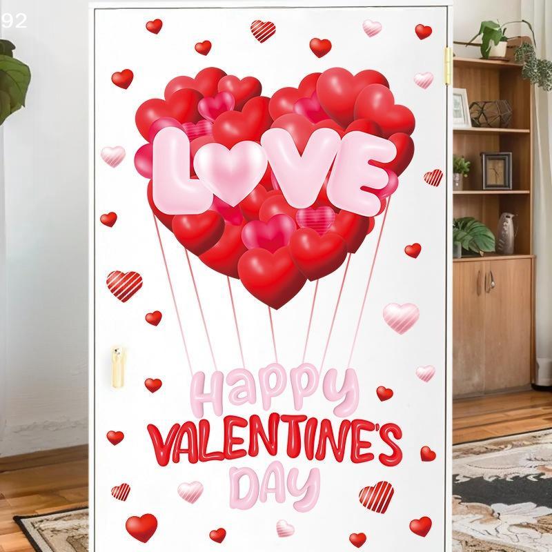Valentine's Day Atmosphere Decor Stickers Heart-shaped Romantic Sweetheart Balloon Stickers For Glass Windows Display Windows