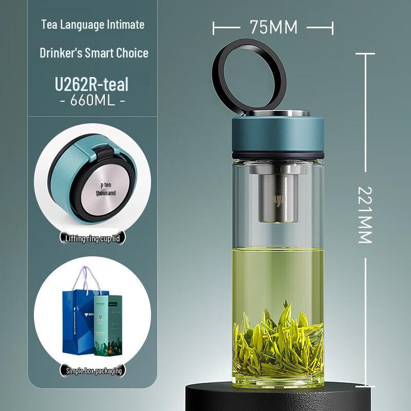 WNX Thickened Portable Single-Layer Glass Water Bottle