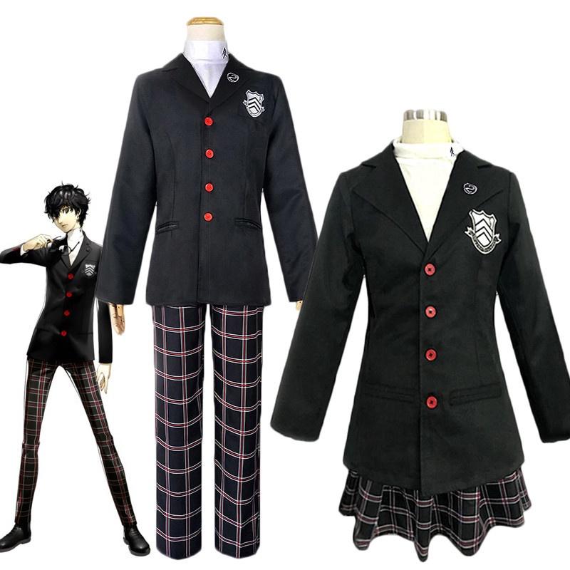 Cosplay Persona Anime 5 Amamiya Ren School Uniform Coat Shirt Pants Skirt Wig