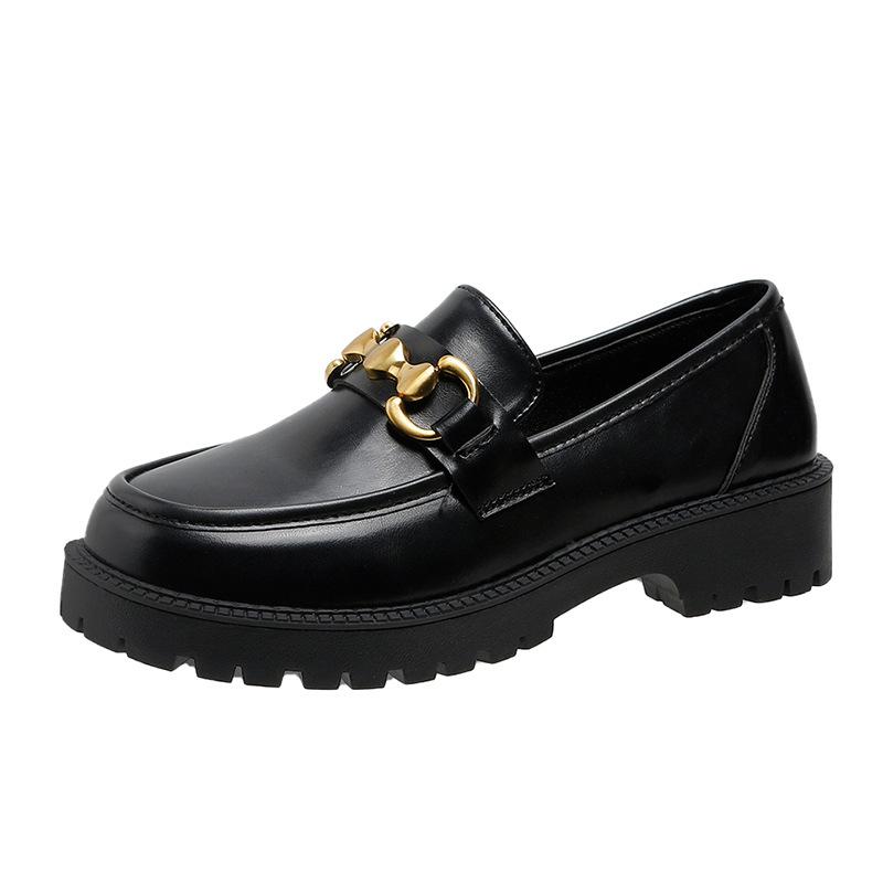 Small Leather Shoes Versatile Flat Bottomed Retro Single Shoes