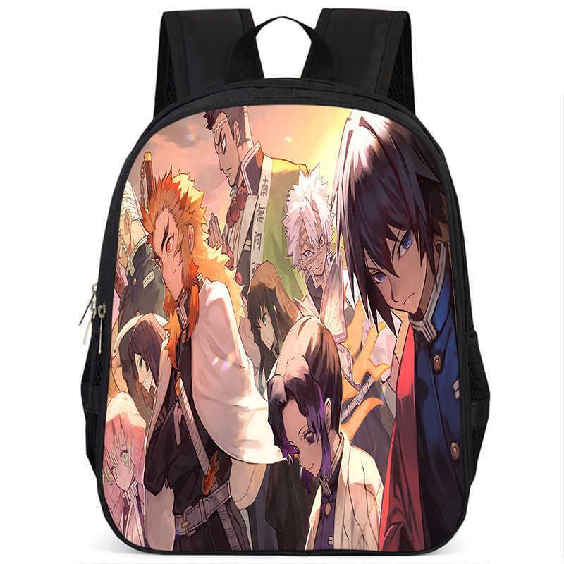 Trendy Demon Slayer Book Bag With Durable Oxford Fabric And Large Storage