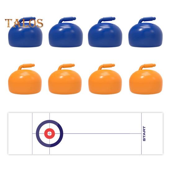 Kids Curling Board Game with Foldable Mat 8/16 Pucks Toddlers Educational Floating Stone Game 2 Players Family Interactive Hockey Toy