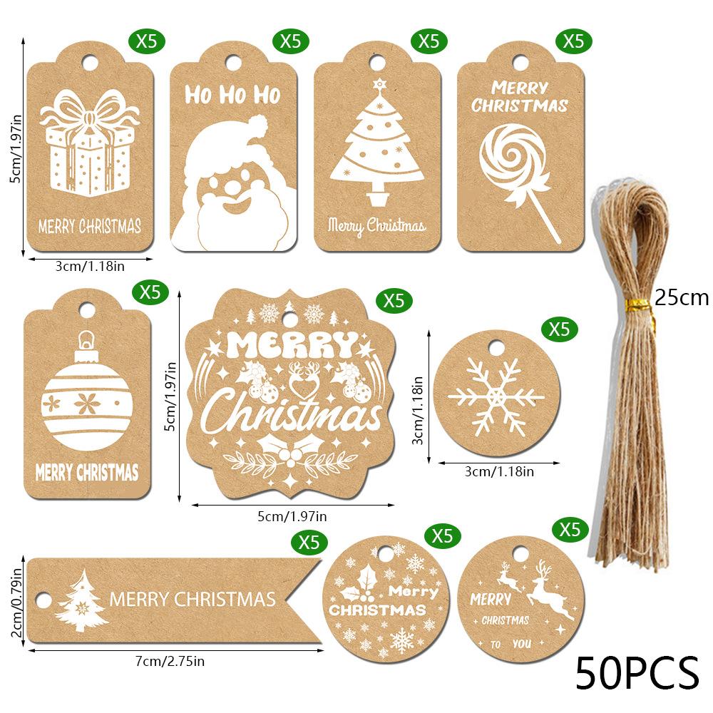50/100pcs Vintage Christmas Gift Tags with Twine Rope,for DIY Cards,Tree Decorations Christmas Party Decor,Christmas Accessories