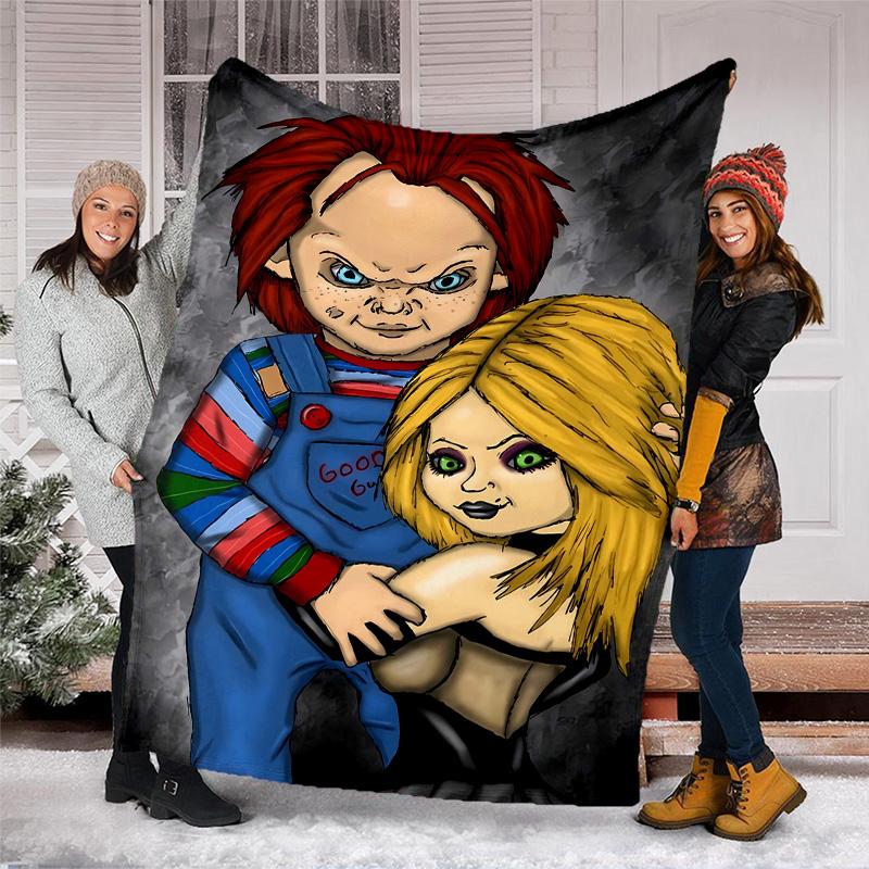 1pc Chucky1 Theme Blanket - Digital Print, Polyester, Cozy for All Seasons, Perfect for Outdoor, Camping, and Travel