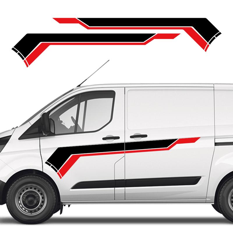 Car Body Side Stickers For Ford Transit Van Sport Side Graphics Stripes Decor Vinyl Decals Auto Decoration Stickers Accessories