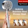 3 Modes Adjustable Handheld Shower Head Bathroom Accessories Stainless Steel High Pressure Water Saving Rainfall Sprayer Nozzle