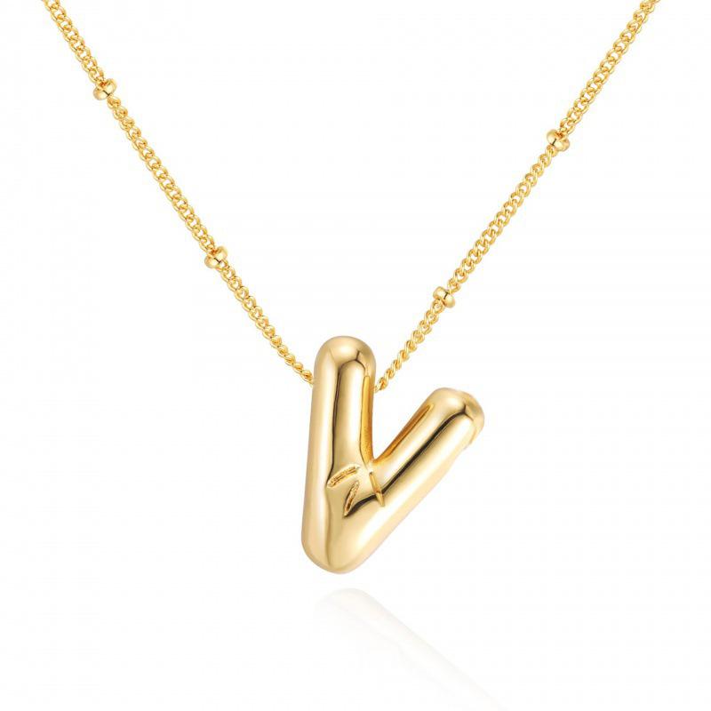 Minimalist Copper-Plated Gold Alphabet Pendant Sweater Chain Jewelry