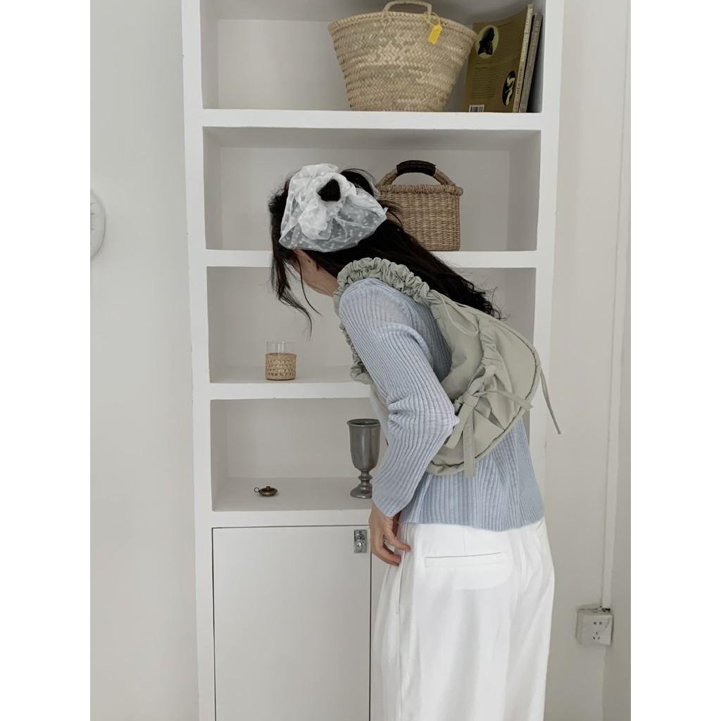 IELGY Casual Personality Pleated Drawstring Lace-up Nylon Lazy Wind Underarm Messenger Bag Ins