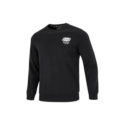 Skechers Colorful Casual Series Solid Logo Print Crew Neck Long Sleeve Sweatshirt Unisex Sweatshirt Carbon-Black L322U127-0018