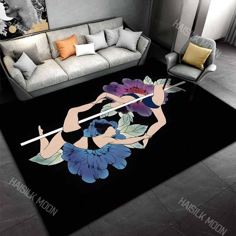 Pole Dance Art Print Cartoon Carpet Rug for Living Room Bedroom Sofa Home Decor Area Rug Non-slip Mat for Gifts