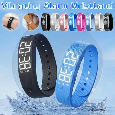 Vibrating Alarm Wristband Waterproof Silent Vibration Alarm Watch with Step Counter Pedometer for Heavy Sleepers Students