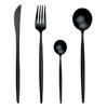 4Pcs Matte Black Gold Dinnerware Set Dinner Cutlery Knives Forks Spoons Teaspoons 304 (18/10) Stainless Steel Silverware Set