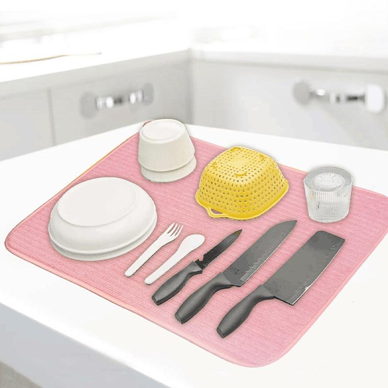 Kitchen Countertop Dish Drying Mat for Cookware, Cups, and Dining Table Placemat