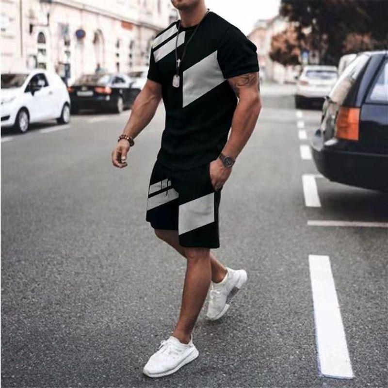 

Loose Colorblock Short Sleeve Set Loose Short Sleeve Shorts Suit TS2728 XL
