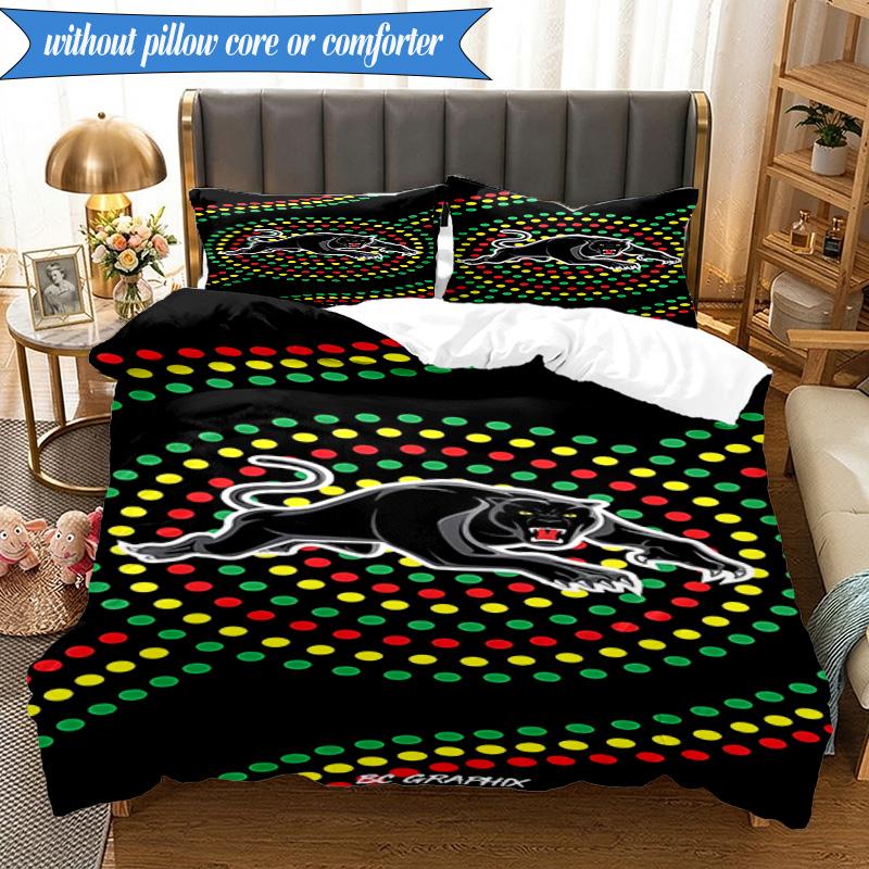 3PCS Panther Panthers Spirit Bedding Set 2D Printing (Includes 1 Duvet Cover + 2 Pillowcases Coreless), Bedroom decor,Fan Gift
