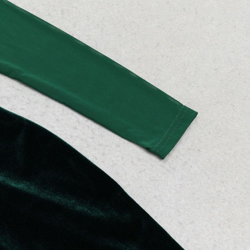 Letnia sukienka damska z aksamitu z rękawami z siateczki i okrągłym dekoltem