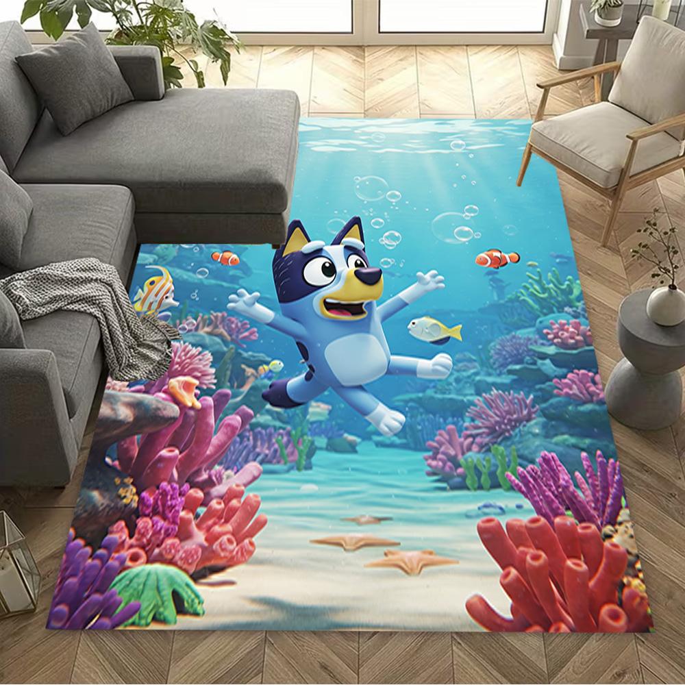 Bluey Friends Adventure Floor Mat Design for Balcony Outdoor Bedrooms Hallway Anti-slip Rug Office Home Decor Birthday/Christmas Gift