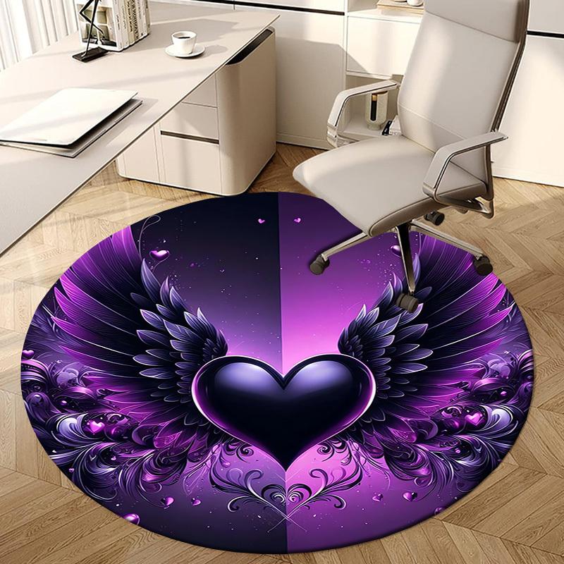 

1pc Purple Heart Wings Love Fantasy Artwork Round carpet, Perfect for Decorating Chairs, Living Rooms, Or Bedrooms, for Living Room.070 80cm by 80cm